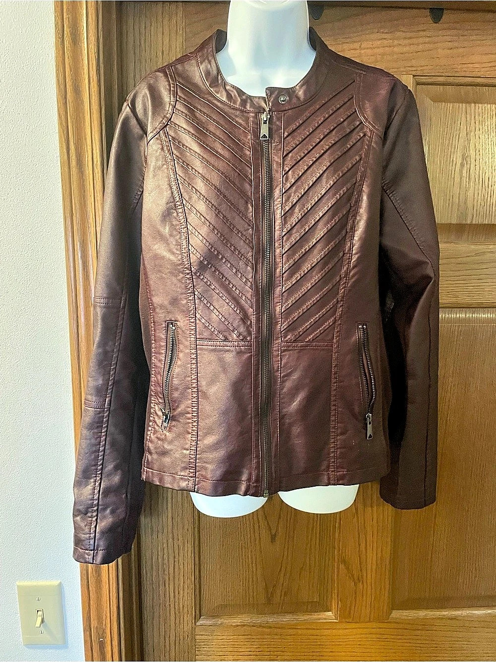 Maurices Faux Leather Moto Jacket Brown Size XL